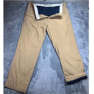 Eddie Bauer Legendwash Flannel Lined Khaki Pants Mens 40x32 Tan Chino Cotton